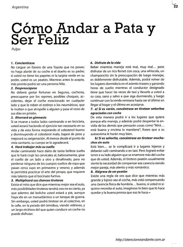 Como andar a pata y ser feliz nota en revista dada